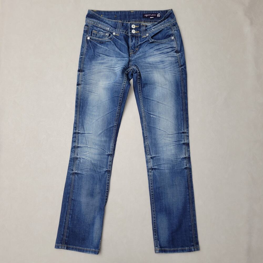 Vigoss Womens Jeans Straight Low Rise 29x31 Flap Pocket Distressed Stretch Sz5 - Picture 2 of 13
